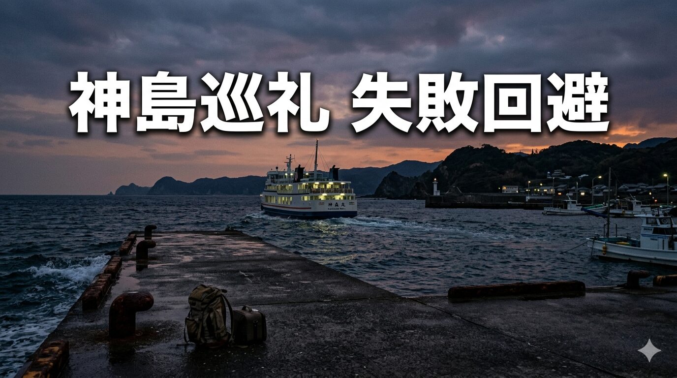神島の港から出航するフェリーと岸壁に残された荷物の様子